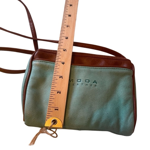 MODA Turquoise Blue LeatherCrossOver Purse-Zipper Closure-Side Pocket-Long Strap - Picture 6 of 6
